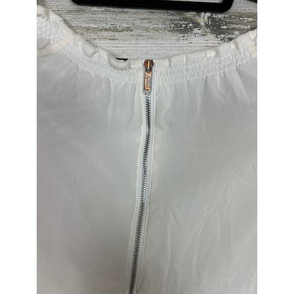 Guess By Marciano women extra small Ivory Silk Peasant Mini Dress new boho light - Picture 3 of 7